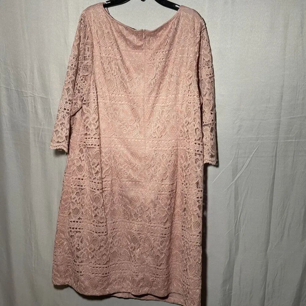Jessica Howard 16W Blush Pink Lace Dress Plus Size Wedding Guest Party Career